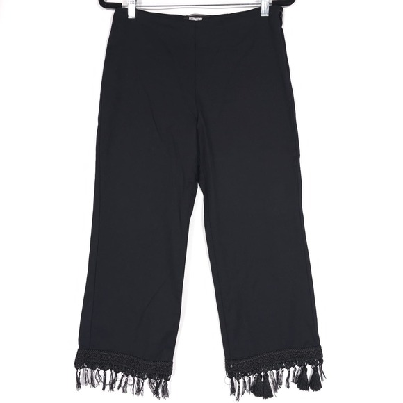 REFORMATION Women's Wide Leg Trousers Pants Size‎ 6 Black Fringe Western Boho